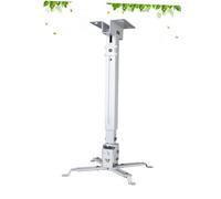 Iron Bracket Universal Adjustable Projector Ceiling Mount 15kg | Four Double Jointed Support Arms, Adjustable Channel and Plate, White Finish for Office Meeting Rooms