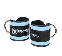 Iron Bull Strength Ankle Straps for Cable Machines (Pair) - Double D-Ring Attachment, Fully Adjustable, Breathable Comfort Neoprene - for Legs, Glutes, Abs and HIPS Workouts - Fits Women & Men (Blue)