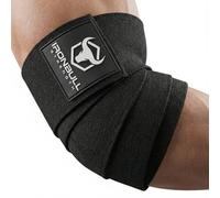 Iron Bull Strength Elbow Wraps (1 Pair) - 40" Elastic Elbow Support & Compression - For Weightlifting, Powerlifting, Fitness, Cross Training & Gym Workout - Elbow Straps for Weight Lifting (Black)