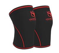Iron Bull Strength Knee Sleeves 7mm (Pair) for Weight lifting & Powerlifting| High-Performance Knee Support For Squats, Weightlifting - Men and Women (Black/Red, X-Large)