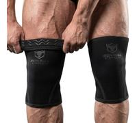Iron Bull Strength Knee Sleeves 7mm (Pair) for Weight lifting & Powerlifting| High-Performance Knee Support For Squats, Weightlifting - Men and Women (Black/Charcoal, Large)