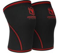 Iron Bull Strength Knee Sleeves 7mm (Pair) for Weight lifting & Powerlifting| High-Performance Knee Support For Squats, Weightlifting - Men and Women (Black/Red, X-Large)
