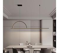 Iron Chandelier Half Long Light 32W Modern Home Decor Led Suspension Lighting Fixtures 2800-6000K Hanging Lamp Minimalist Indoor Lighting Dimmable for Bedroom Living Room a Wise/Black 120Cm/White Ligh