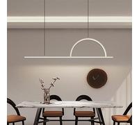 Iron Chandelier Half Long Light 32W Modern Home Decor Led Suspension Lighting Fixtures 2800-6000K Hanging Lamp Minimalist Indoor Lighting Dimmable for Bedroom Living Room a Wise/White 120Cm/White Ligh