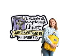 Iron Christian Embroidered Applique Badge Religious Scripture Design Faith Inspired Clothing Decoration | Spiritual Expression Accessory For Jackets
