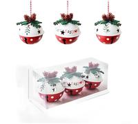 Iron Christmas Bell Ornaments Set Pinecone Berry Leaves Festive Decor | Multiple color options available for durable iron material produces clear jingling sound adds holiday charm for