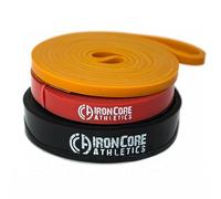 Iron Core Athletics Pull-Up Assistance Bands - Long Loop Orange, Red & Black Resistance Bands 5-65 lbs for Men & Women | Ideal for Strength Training, Yoga, Home & Gym Workouts