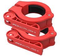 Iron Crush Olympic Barbell Clips - Adjustable & Slim Gym Clamps for Maximum Weight Capacity - Quick Release Barbell Collar Bar Locks for Weight lifting Fitness Training (Red)