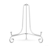Iron Display Rack for Tea Cakes, Pastries, and Photo Frames with Hanging Plate Support for Kitchen or Party Table Presentation (1 Silver)