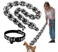 Iron Dog Paw Chain Leash, Funny Giant Fake Plastic Imitating Iron Lightweight Big Chain Leash 2 Inch Wide, 59 Inch, Looks Heavy Strong Decor Photo Prop Walking Leash for Small Dogs and Cats (1.5M)