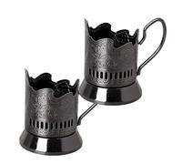 Iron Drinkware Holders Russian Podstakannik Glass Mug Stand Embossing Floral Pattern for Wine Glasses and Coffee Cups Russian Drink Stand Podstakannik Decorative Drinkware Iron Cup Antique Beverage