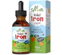 Iron Drops for Kids | 50mL | with Vitamin C, B12, and Folic Acid | Tropical Flavoured Liquid Food Supplement | 10mg of Iron Per Serving | Vegan | by Lil' Sprouts