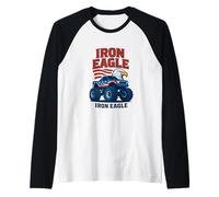 Iron Eagle Monster Truck Design Raglan Baseball Tee