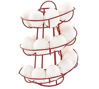 Iron Egg Holder Stand, Spiral Design Egg Storage Shelf, Spiraling Dispenser Rack, Save Space Storage Display Rack, Kitchen Egg Storage Holder, Spiral Egg Basket (Red)