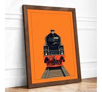 Iron Engine at Dawn Retro Framed Wall Art Print A3 Walnut