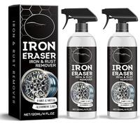 Iron Eraser and Rust Remover, Car Rust Removal Spray, Fast-Acting Iron & Rust Cleaner for Wheels,Rims,Metal, Safe on Most Automotive Finishes, Cars & Motorcycles (2pcs)