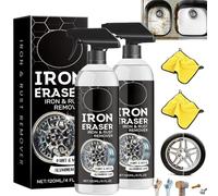 Iron Eraser Rust Remover Spray, Iron Eraser Irons and Rust Remover,Irons Powder Remover,Fast-Acting Irons & Rusts Cleaner for Wheels,Metal,Safe on Most Automotive Finishes,Cars,Motorcycles (2)