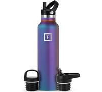 IRON °FLASK Insulated Water Bottle with Straw Lid Narrow - 710ml (3 Lids) - Cold 24hrs & Hot 12hrs Drinks - Double-Walled Stainless Steel Metal Leakproof Travel Sports Gym Camping & Hiking Flask