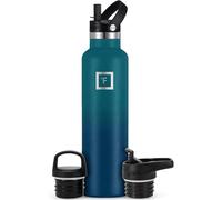 IRON °FLASK Insulated Water Bottle with Straw Lid Narrow - 710ml (3 Lids) - Cold 24hrs & Hot 12hrs Drinks - Double-Walled Stainless Steel Metal Leakproof Travel Sports Gym Camping & Hiking Flask