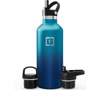 IRON °FLASK Insulated Water Bottle with Straw Lid Narrow - 950ml (3 Lids) - Cold 24hrs & Hot 12hrs Drinks - Double-Walled Stainless Steel Metal Leakproof Travel Sports Gym Camping & Hiking Flask