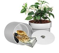 Iron Flower Pot Hidden Safe, Secret Safe Compartment Lock Box Hideaway Storage Money, Keys and Other Valuables, Waterproof, Corrosion (White)
