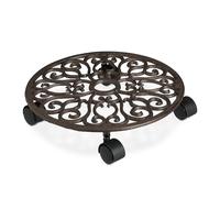 Iron Flower Pot Holder Set Small Plastic Plant Roller Round Stand Castors Wheels