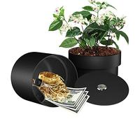 Iron Flower Pot Secret Compartment, Hidden Safe Compartment Lock Box Secret Hideaway Money, Keys and Other Valuables, Waterproof, Corrosion (Black)