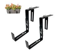 Iron Flowerpot Box Bracket, Flowerpot Box Hook, Adjustable Hanging Shelf for Installation on Balcony Railing and Fence (1 Pair, Black)