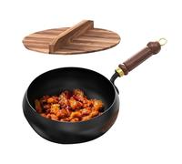 Iron for cooking with a flat floor wooden handle: handmade wrought iron cookware