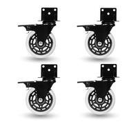 Iron Forge Tools Side Mount Casters Set of 4 Heavy Duty- Swivel Caster Wheels for Furniture Legs, Table, Workbench, Cart, Bed, Black Powder Coated L-Shaped Plate 3 Inch Caster Wheels, 600lbs Capacity