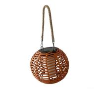 Iron Frame Solar Lantern 18cm Red Rattan Outdoor(red vine)