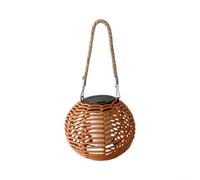 Iron Frame Solar Lantern 18cm Red Rattan Outdoor(Unique vine)