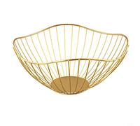 Iron Fruit Basket Metal Fruit Bowl with Open Design Ventilated Tray for Kitchen Counter Living Room Snacks Storage Modern Decorative Holder Black Gold(Gold H)