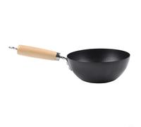 Iron Frying Pan Designed for Flat Bottom Wok Cooking Applications Works on All Stove Types Including Induction Efficient Heat Distribution (18CM)