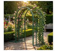 Iron Garden Arch Trellis for Climbing Plants Rustproof Outdoor Wedding Arbor with Strong Base Support for Roses and Vines Green W300*H230cm Perfect for Patios and Lns