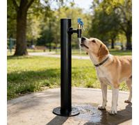 Iron Garden Tap Post Lockable Freestanding Outdoor Water Column Faucet, Black Pet Drinking Water Spigot for Dog Park, Vertical Yard Hydrant(Style 5,Height: 95cm/37.4in)