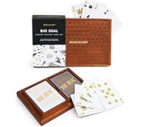 Iron & Glory Big Deal Playing Cards | Card Games | Poker Set | Deluxe Playing Cards Set | Gift Card | Poker Decks | Travel Board Games | Engraved Wooden Box | Family Brain Teaser | Game Night Play