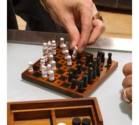 Iron & Glory Wooden Chess Checkers Set