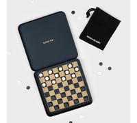 Iron & Glory Magnetic Travel Checkers Set in Durable Tin Case | Compact & Portable Board Game with Secure Magnetic Pieces | Perfect for On-the-Go Fun & Strategy | Includes Fabric Carry Pouch