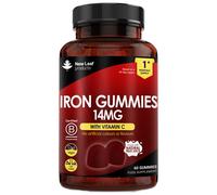 Iron Gummies with Vitamin C for Added Absorption - 60 Gummies for Women & Men - Real Fruit Juice (1 Month Supply) Iron Supplements Tasty Alternative to Tablets 14mg Per Serving