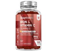 Iron Gummies - 28mg per Serving - 120 Gummies - with Vitamin C - 2 Months Supply - Natural Peach Flavour - 2 Per Day - Ferrous Fumarate Form - Vegan & Gluten-Free
