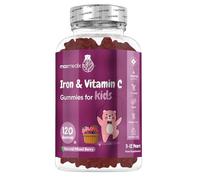 Iron Gummies for Kids - 4 Months Supply - 120 Gummies - with Vitamin C - Natural Mixed Berry Flavour - Bioavailable Forms - Lactose-Free & Vegan Iron Supplements for Kids - No Metallic Aftertaste