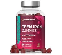 Iron Gummies for Teens with Vitamin C | 90 Count | Cherry Flavour Tablet Alternative for Teens 13+ | 14mg Iron with 40mg of Vitamin C for Absorption | Energy Support | Vegan | by Horbaach