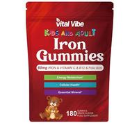 Iron Gummies for Women 60mg Plus Vitamin C, Vitamin B12, Folate for Iron Deficiency, Anemia, Energy Boost, Sugar Free Iron Supplement, Non-Constipating, No After Taste, 180 Gummies