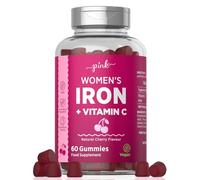 Iron Gummies for Women | Iron Supplement with Vitamin C | High Strength 14mg Iron | Natural Cherry Flavour | Vegan, No Artificial Sweetner & Flavours | 60 Gummies | PINK