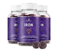 Iron Gummies Supplement with Vitamin C, A, Vitamins B Complex, Folate, Multivitamins for Women, Kids & Adults - Supports Energy, No After Taste, Vegan Supplements - Grape Flavor (180 Ct) (3 Pack)