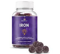 Iron Gummies Supplement with Vitamin C, A, Vitamins B Complex, Folate, Multivitamins for Women, Kids & Adults - Supports Energy, No After Taste, Vegan Supplements - Grape Flavor (60 Ct)