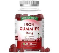 Iron Gummies with Vitamin C | 14mg High Strength Iron Supplement | Natural Cherry Flavour | 60 Gummies | Vegan | for Men & Women | Nature's Truth
