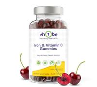 Iron Gummies with Vitamin C - 150 High Strength Iron Supplement for Teens & Adults - Vegan Immunity & Energy Supplement | Natural Cherry Flavour Vitamin Gummies by vh1be