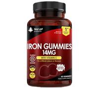 Iron Gummies with Vitamin C for Added Absorption - 60 Gummies for Women & Men - Real Fruit Juice (1 Month Supply) Iron Supplements Tasty Alternative to Tablets 14mg Per Serving